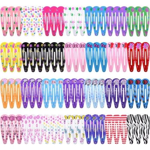 40Pcs/Lot Print Hair Accessories Dripping Hair Clip Princess Barrette Korean Hairclip Cartoon Headdress Solid Hairpins for Girls