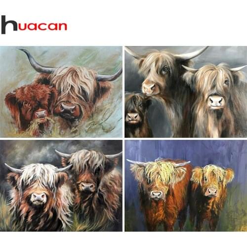 Huacan Diamond Painting Full Cow Full Square/round Embroidery Yak Mosaic Animal Cross Stitch Wall Decor