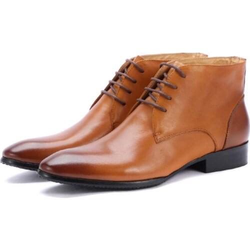 New style Autumn and winter mens shoes genuine leather pointed toe classics ankle men boots lace up Martin boots