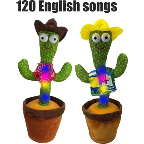 Electric Cactus Plush Toy With 120 English Songs Funny Singing Rocking Dance Recording Light Cactus Plush Toy Children Gifts