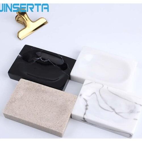 JINSERTA Marbled Soap Box Resin Bathroom Soap Plate Creative Storage Multifunctional Tray Plate Unique Box for Home Hotel
