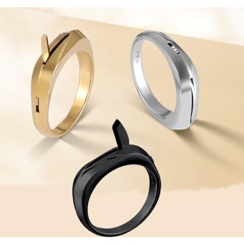 Titanium Steel Self-defense Ring Couple Invisible Multifunctional Decompression Knife Stainless Steel Emergency Anti-wolf Weapon