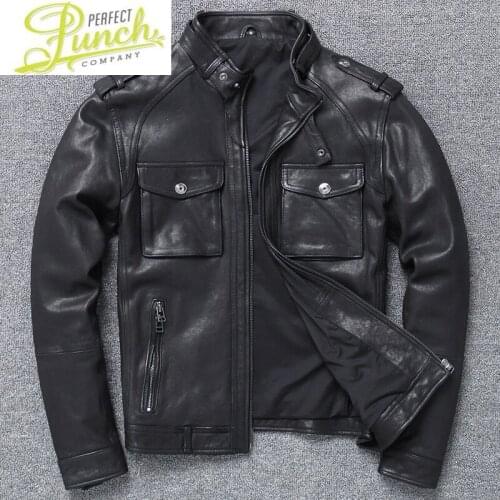 Leather Jackets Real Men Sheepskin Coat 2021 Spring New Clothes Short style of Moto & Biker Casual Slim Full Jacket 9817-Y