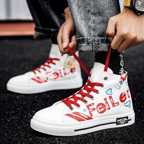 Mens High top Canvas Shoes Casual Letter Print Outdoor Board Shoes Men Fashion Sneakers Canvas Breathable Vulcanized Shoes Men
