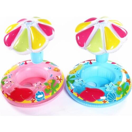 Baby Swimming Circle Floating Seat Toddlers Baby Float Cartoon Inflatable Awning Swimming Pool Accessories Ring Pool Float Seat