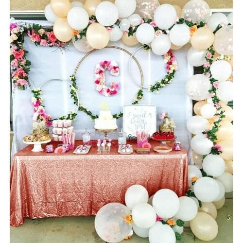 ShinyBeauty 60x120-Inch-150x300cm Square Polyester Tableclot, Blush Sequin Tablecloth,Sparkling Sequin Table,Table Cloth Party-R