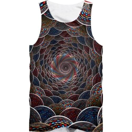 IFPD EU Size New Harajuku Mens Casual Tank Top Cool 3D Print Abstract Vertigo Pattern Vest Mans Fit Slim Sleeveless Singlets