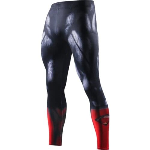 Mens Tights Running Sports Mens Printed Gym Fitness Jogging Pants Compression Printed Tights Gymnastics Pants Rashguard MMA