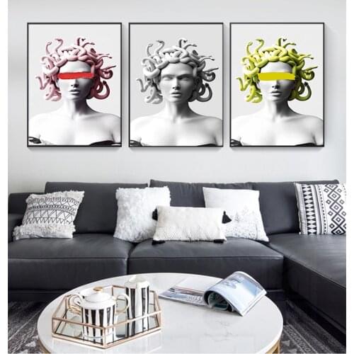 On the Wall Art Cover Face of Medusa Pictures Vaporwave Sculpture Of Medusa Canvas Art Posters Graffiti Art Canvas Paintings