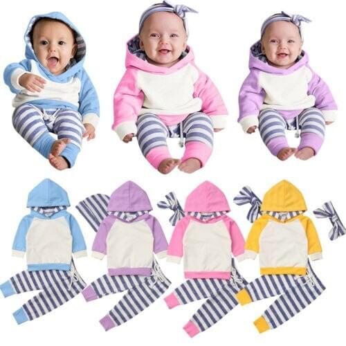 Newborn Baby Girls Boy Clothes Hooded Tops Pants Autumn Outfits Sets Tracksuit