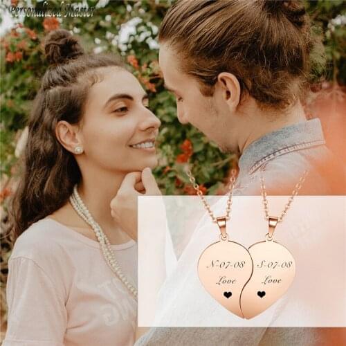 Personalized Master Engrave Nameplate Necklace Custom Date Friend Lover Family Heart Puzzle Pendant Necklace Customized Jewelry