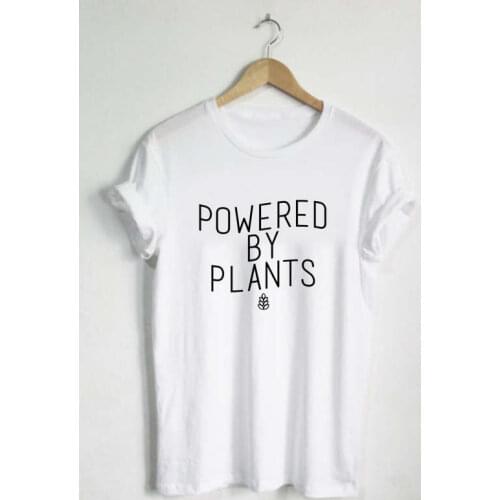 Powered By Plants Shirt - Unisex / Womans Tshirt Oneck Plant Eater Vegetarian Vegan Gift Vegan Shirts Graphic Tee Plant -C012