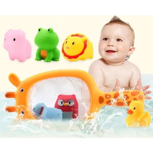Floating Animal Shaped Baby Bath Squirt Toys Toddler Salvage Toy Set Water Games Float Fishing Game Little Ocean Bathtub