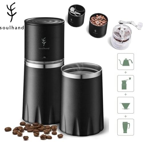 All-in-one Portable Coffee Maker Pour Over Coffee Pot Travel Mug With Grinder Filter Cold Brew Americano Espresso Manual Cafete
