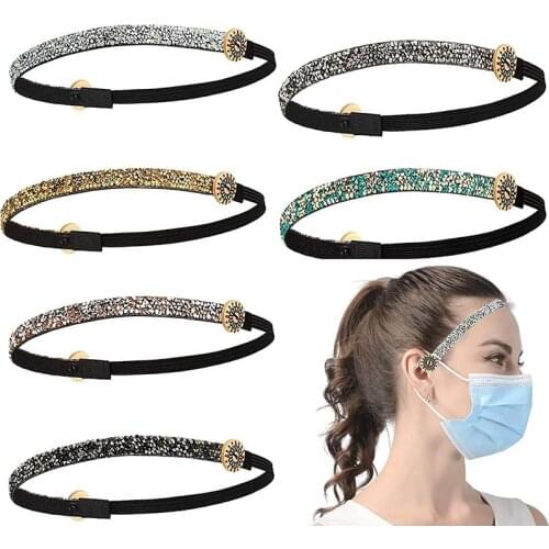 Luxury Wooden Button Headbands Resin Diamond Headband Simple Sports Hair Bands Non-slip Elastic headband Girls Hair Accessories
