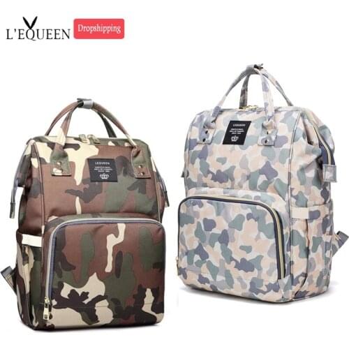 Lequeen Mummy Backpacks Multifunctional Baby Nappy diaper bags Mommy Maternity Backpacks for baby born Camouflage color LPB38