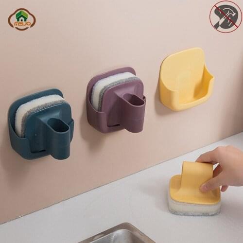 MSJO Cleaning Brush No Drilling Wall Mounted Multifunctional Household Cleaning Sponge for Washing Dishes Kitchen Accessories