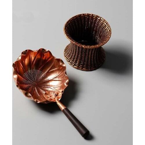 Handmade Red Copper Lotus Leaf Tea Strainer Tea Brewing Partition Tea Strainer Kung Fu Tea Set Tea Accessories Metal Mesh Tea