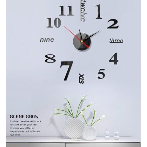 Modern DIY Large Wall Clocks 3D Mirror Surface Sticker Acrylic Digital Mirror Wall Clock Home Decor Art New Design Wholesale