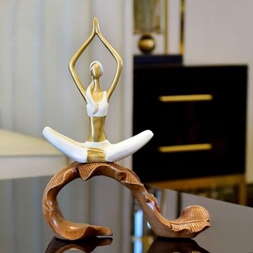 Modern minimalist yoga girl character living room TV wine cabinet study creative home decoration