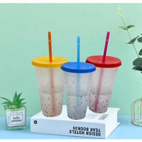 700ml Color Changing Cup Reusable Coffee Cups Plastic Tumbler With Lid With Straw Drinks Mug BPA Free Accessories Durable 2021