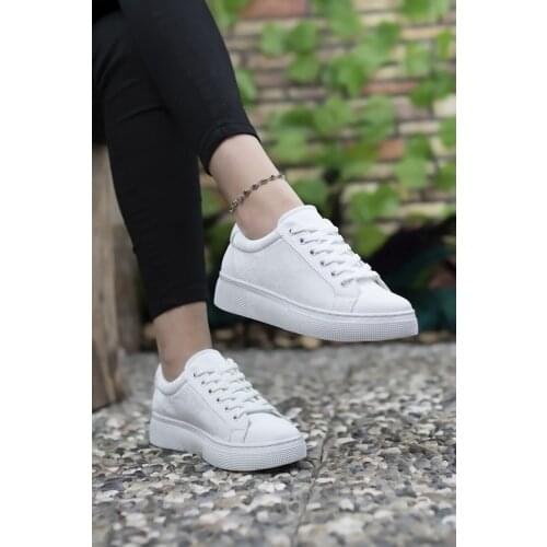 Women White Sneaker Sport Shoes Lace-Up Waterproof 2021 Summer Season Rubber Soler