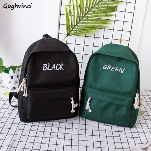 Backpacks Women Canvas Letter Embroidery Harajuku Teenage School Cute Simple All-match Korean Style Large Capacity Mochilas Ins