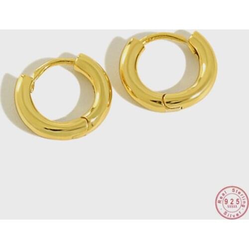 925 Sterling Silver European Simple Geometric Round Stud Earrings Women Mirror Polished Punk Hip Hop Temperament Party Jewelry