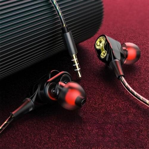 1Set Earbuds Earphone Double Moving Coil Adjustable In-ear Fashion Wired Headset for Smart Phone
