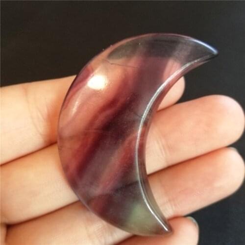 1pcs 40-50mm Natural fluorite moon crystals stone animal reiki healing decorative Handmade Crafts quartz Natural Stones