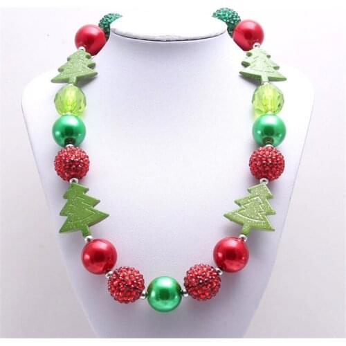 10pcs/Lot 2020 New Christmas Tree Princess Chunky Beads Necklace Fashion Children Bubblegum Chunky Necklace Kids Girsl Best Gift