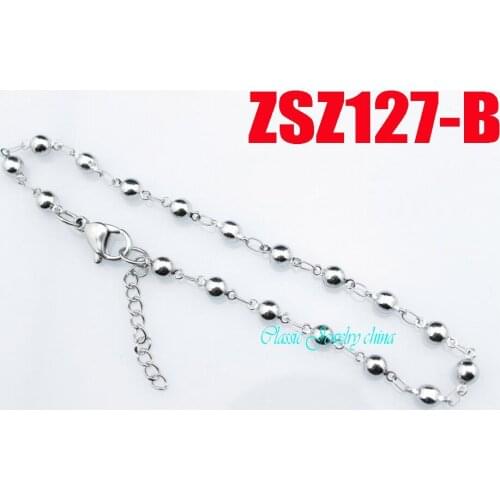4.3mm Solid beads with tail chain stainless steel brace lace fashion bracelet fashion jewelry 20pcs ZSZ127-B