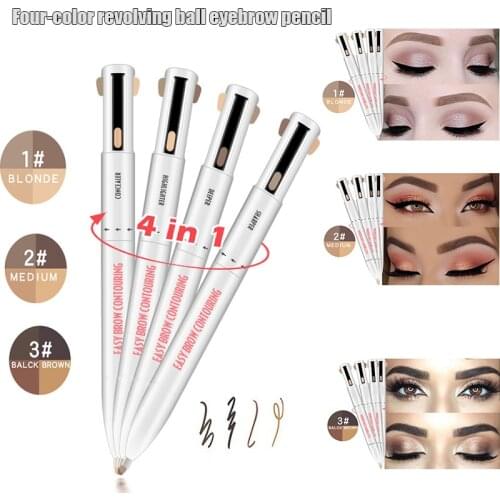 4 in 1 Easy to Wear Eyebrow Contour Pen Defining Highlighting Brow Pen Waterproof Sweatproof SANA889