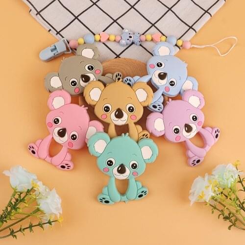 Kovict 5/10pcs Koala Animal Baby Silicone Teether BPA Free Pendant DIY Pacifier Chain Accessories Chewable Nursing Toys