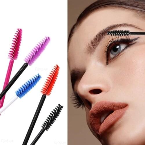 50Pcs Disposable Eyebrows Eyelash Curling Brush Spiral Design Combing Arc Arbitrarily Adjustable Multiple Colors Make Up Tools