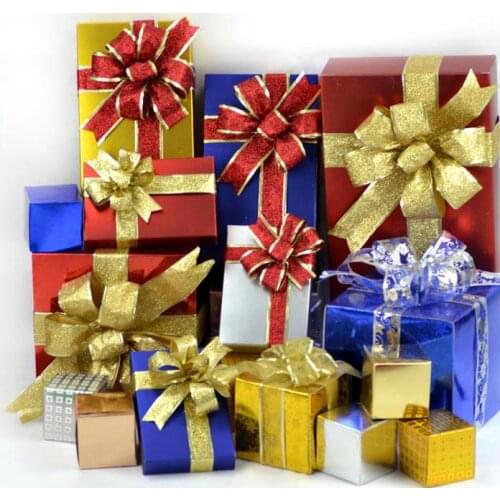 Large Glitter Bow Christmas Tree Decoration Present Favor Gift Box DIY Decor New Year Wedding XMAS Ornaments Wreath Garland Bows