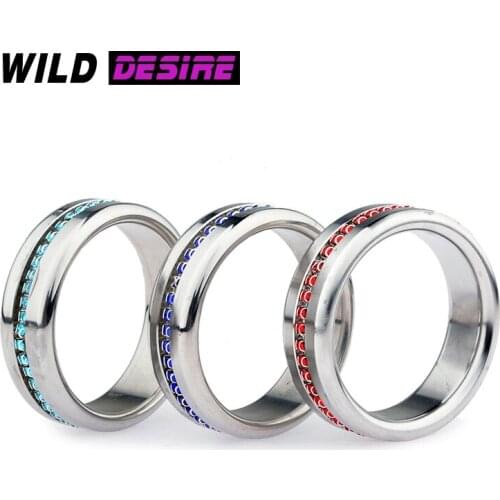 Zircon penis ring Stainless steel cock ring Sexual Toy Erotic Toys Sex toys for men Cock ring Penis ring metal Intimate ring 18