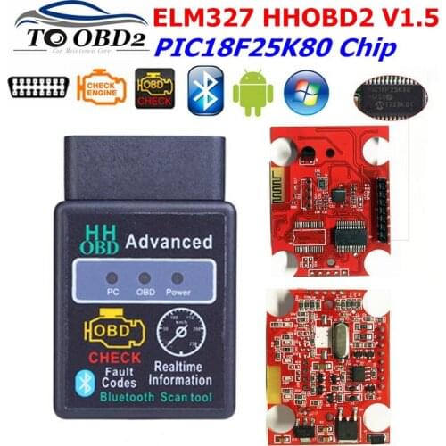 ELM327 V1.5 Bluetooth HH OBD2 ELM 327 HHOBD2 Car Diagnostic Scanner ELM327 work on Android Symbian Windows