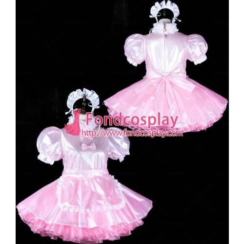 Sissy maid satin dress lockable Uniform cosplay costume Tailor-made[G2316]