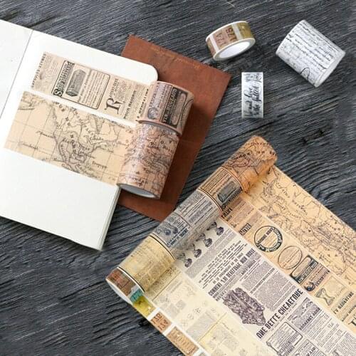 Gothic Paper Washi Tape Vintage Alphabet Number Love Lettering World Map Newspaper Journal Adhesive Masking Tapes Sticker Newest