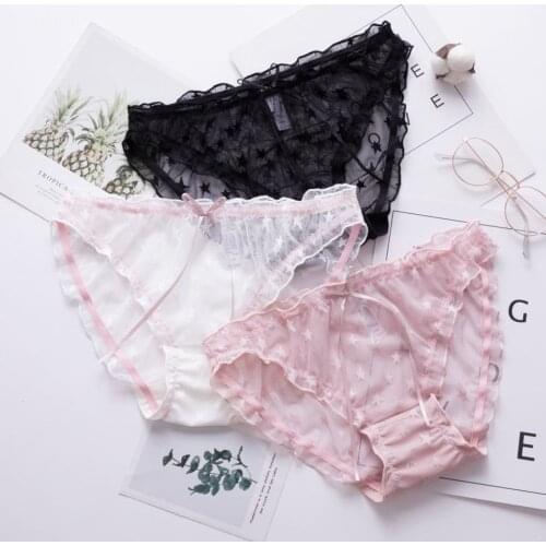 Cotton Thong Panties Sexy G-string Briefs Lace Thongs Women Underwear Panties for Female Girls Ladies Floral Pantys Underpants