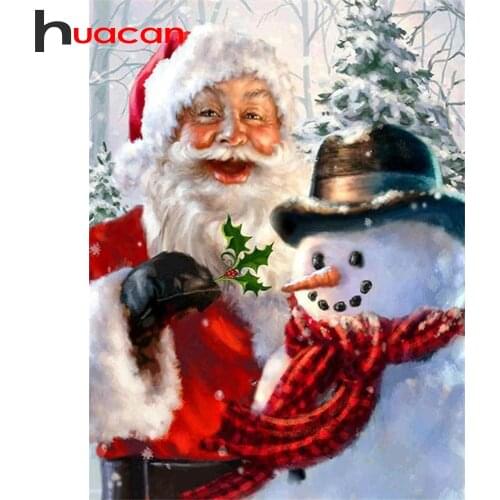 Huacan 5D Diamond Painting Snowman Diamond Embroidery Sale Santa Claus Mosaic Christmas Gift New Arrival