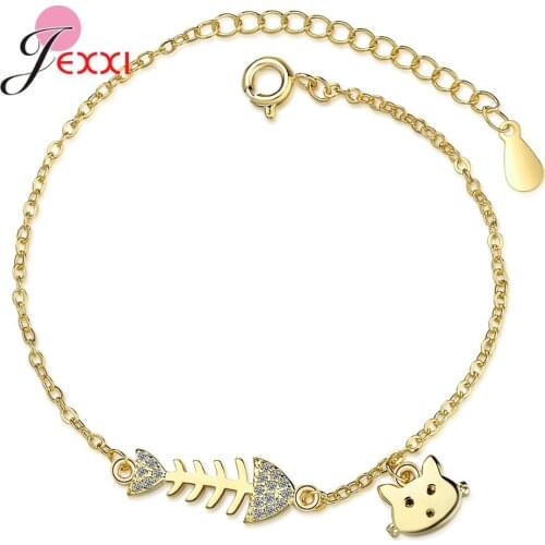 Exquisite Little Cat Fish Ornament Chain Bracelet for Girl Charming Banquet Accessory 925 Sterling Silver Womens Jewelry