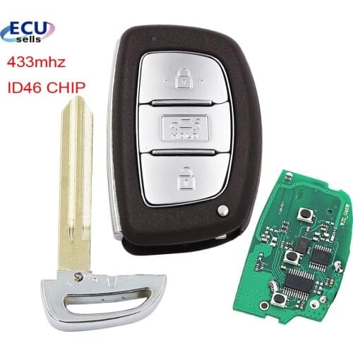 3 Button New Smart Remote Key For Hyundai ELANTRA 433mhz ID46 CHIP With Uncut insert key