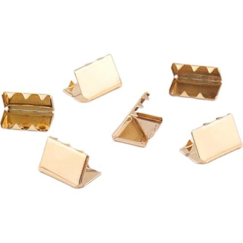 30pcs /lot 13mm gold color metal cord end caps Ribbon End cords rope clip