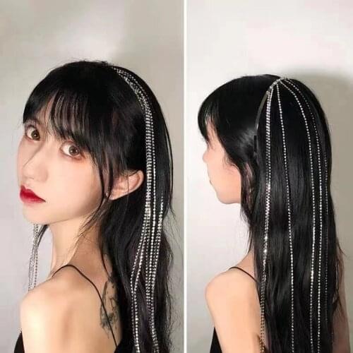 MWsonya Ins New Style Long Tassel Inlaid Rhinestone Headband Fashion Personality Women Hair Accessories Gift Wedding Jewelry