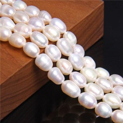 Natural Freshwater Cultured Pearls Beads Rice Shape 100% Natural Pearls Loose Beads for Jewelry Making DIY Bracelet Necklace 14"