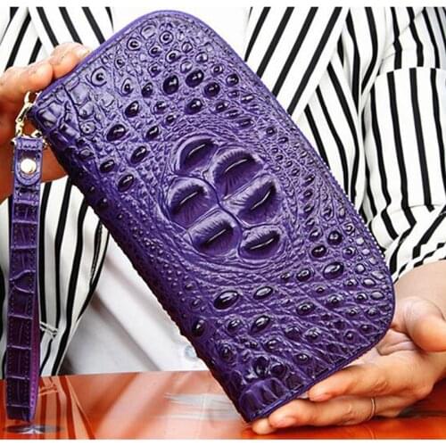 2021 New Trendy Crocodile leather Wallet leather ladies wallet high quality long zipper clutch all-match coin purse