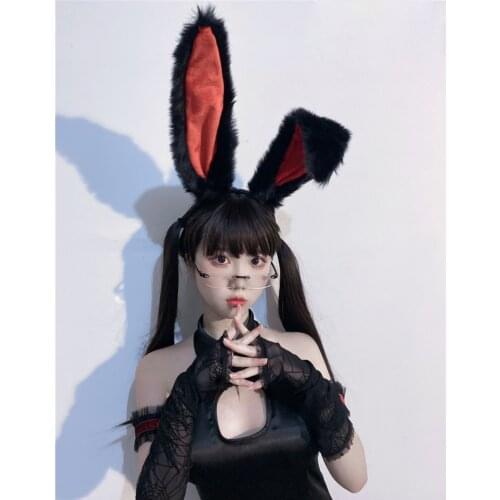 Bunny Girl Anime Kawaii Long Plush Rabbit Ear Headband Headwear Cosplay Soft Girl Cute Furry Animal Ear Hair Hoop Lolita Props