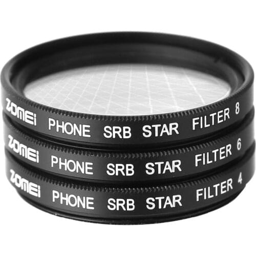 ZOMEi 37mm Clip On 3 in 1 Professional Cell Phone Camera Star Cross Twinkle Filters Lens Kit 4 Points + 6 Points and 8 Points